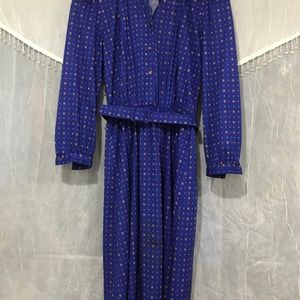 Vintage, Unique, Blue Print Dress